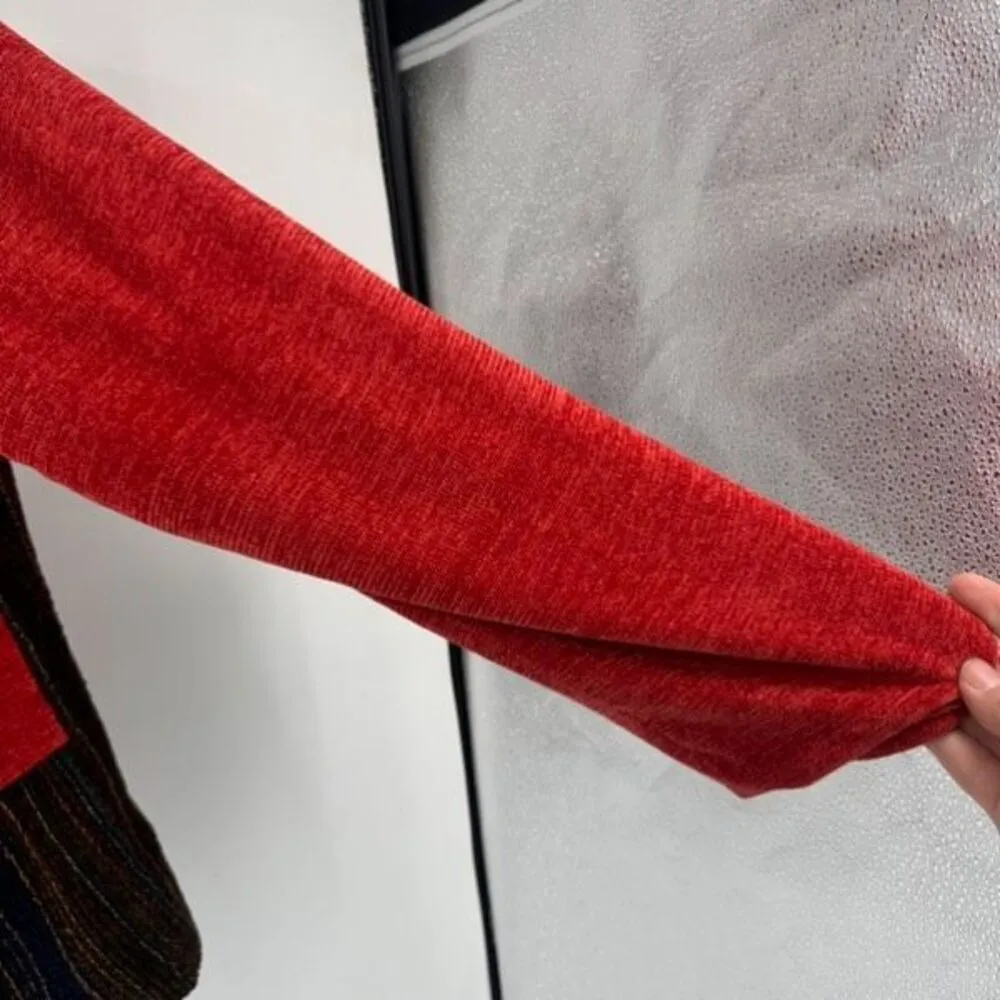 Vintage 90s DK by Daniel K Womens Patchwork Button Front Jacket Multicolor Large Red - Image 4