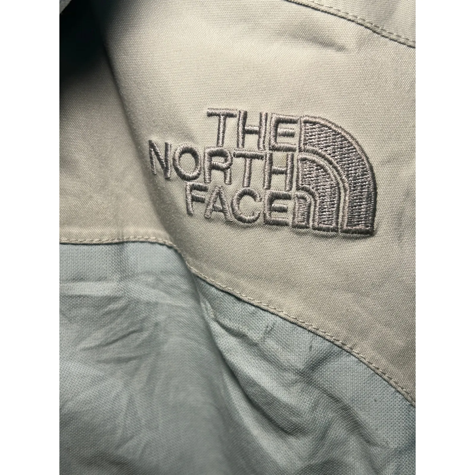 The North Face Women's Waterproof Hooded Jacket Light Blue Tan L/G Ski Snowboard - Image 8