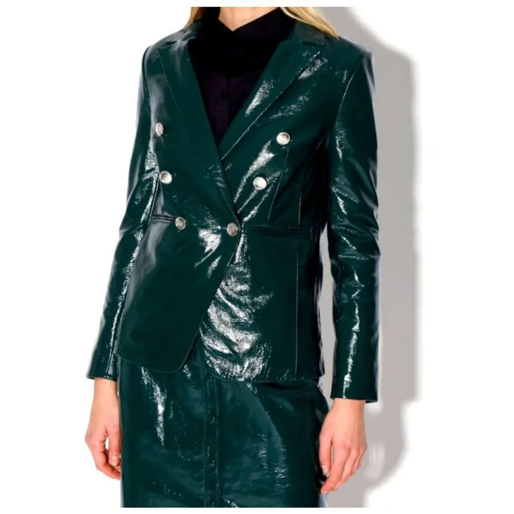 Walter Baker Marley Leather Blazer in Green Size Medium - Image 10