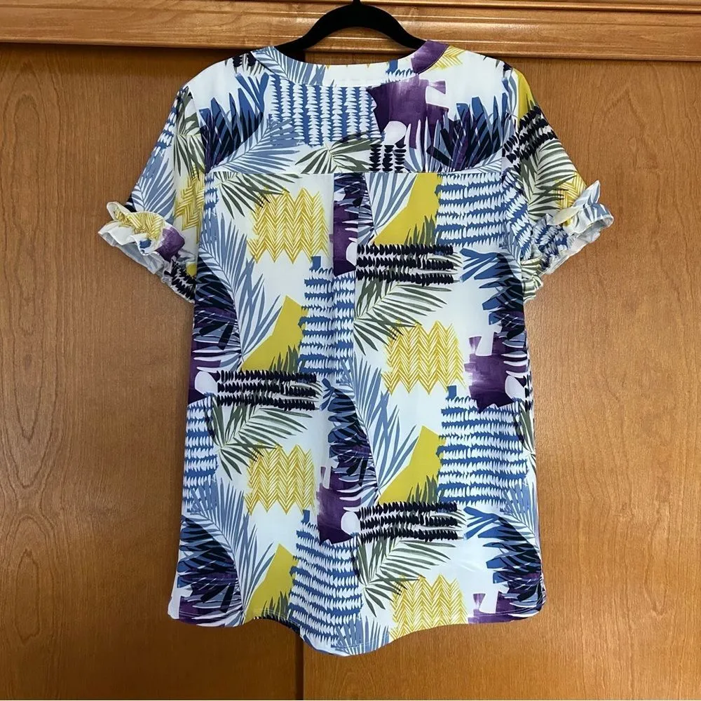 Chico's Zenergy UPF Neema Coastal Ruffle Sleeve Top Medium Golf Vacation Summer - Image 7