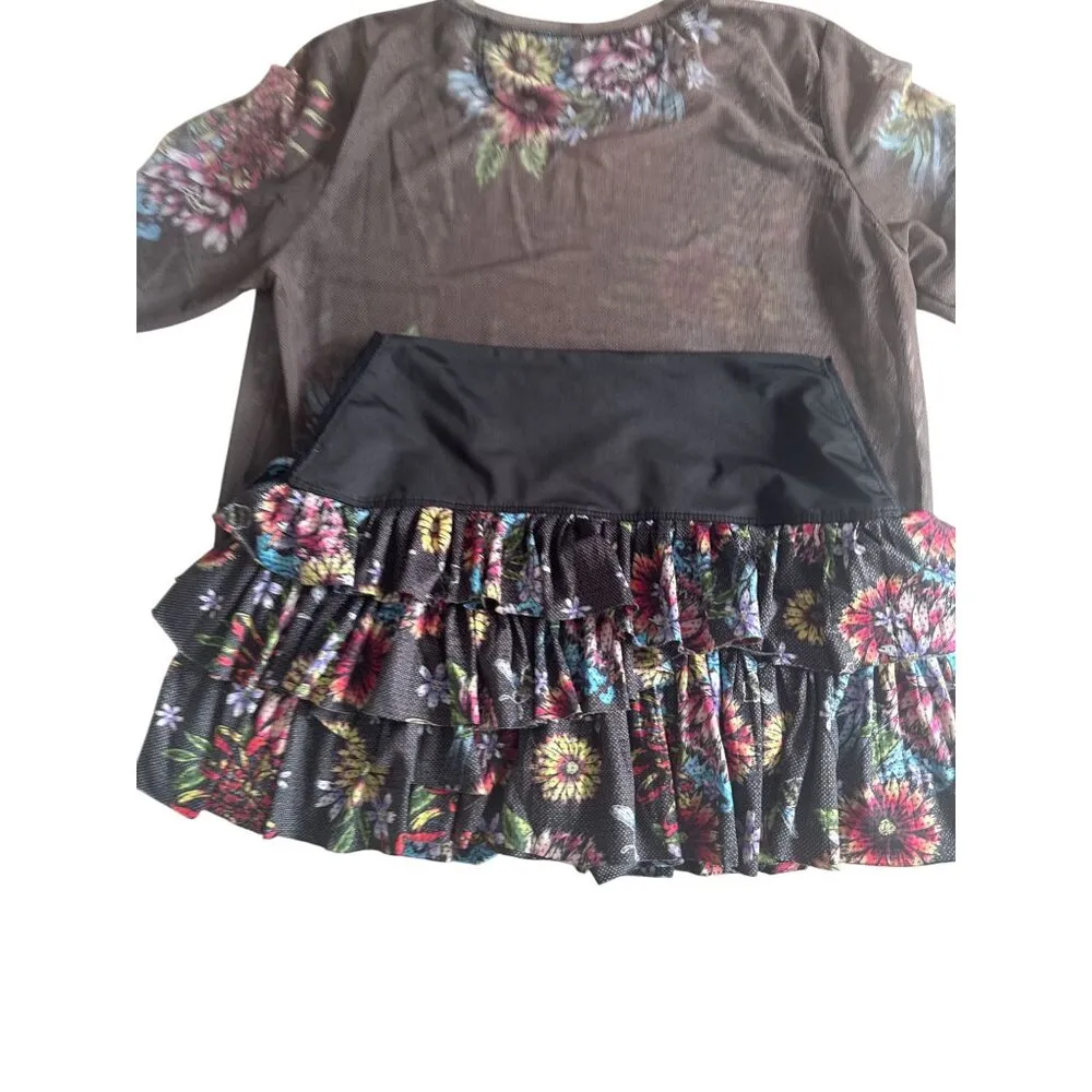LUCKY IN LOVE X Bethanie Mattek Sands Worn Floral Mesh Top and Skort Set Size M - Image 2