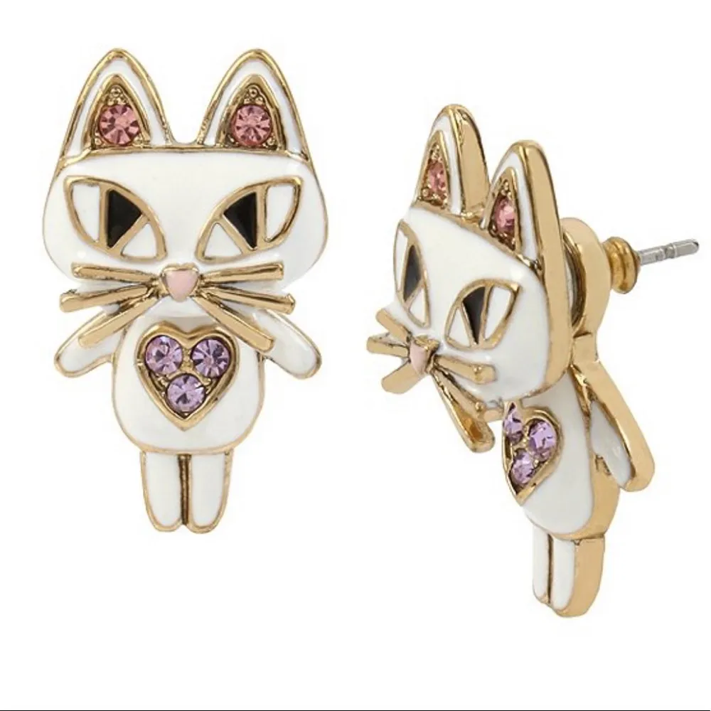 Betsy Johnson Enamel Cat Earrings - Image 7