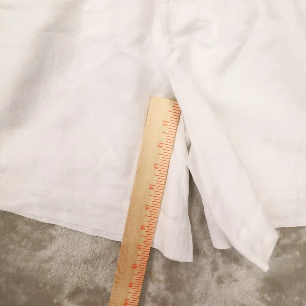 Rolla's Womens Horizon Linen High Waisted Pleated Mid Thigh Shorts size 12 Large White - Image 8