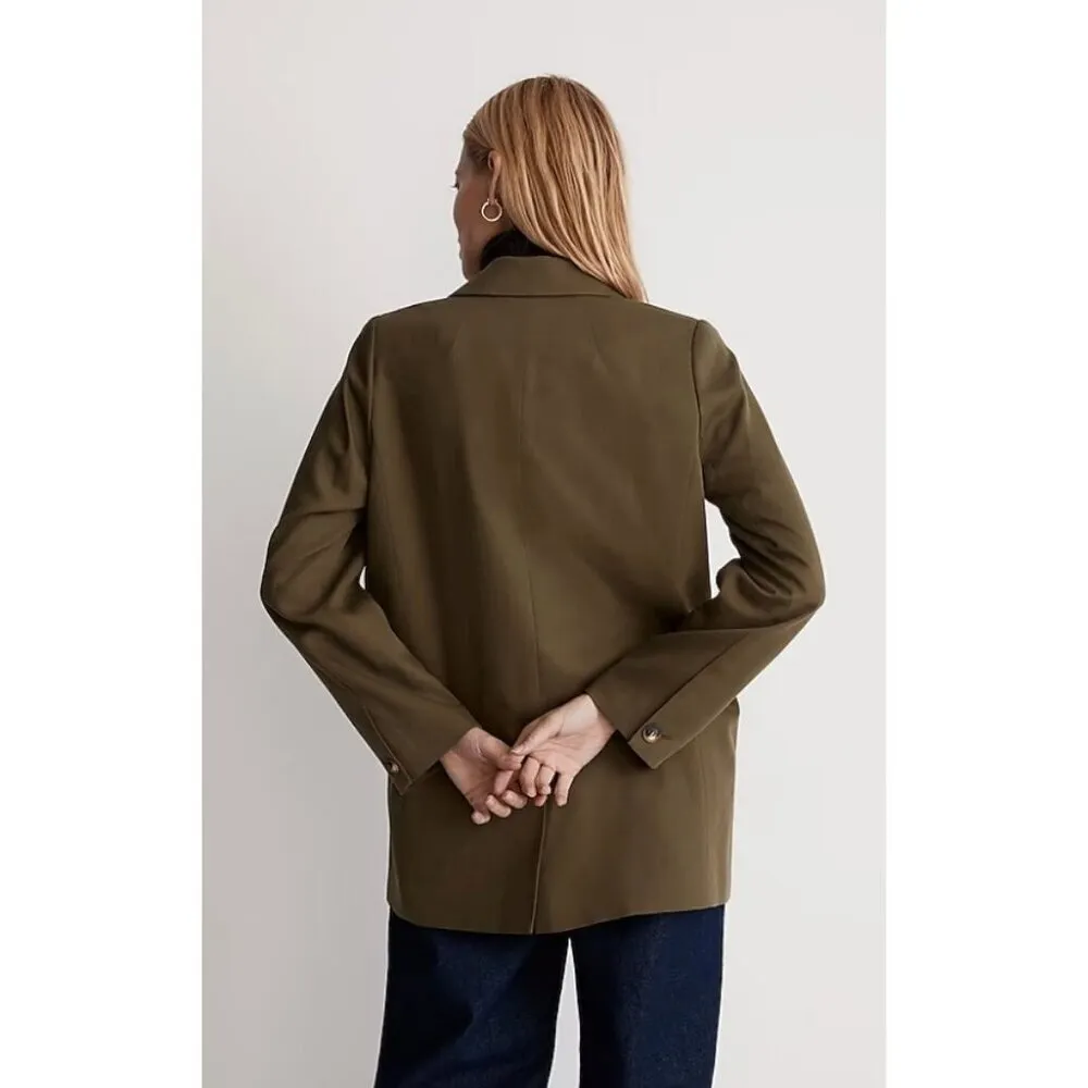 Madewell $178 Drapeweave Caldwell Double-Breasted Blazer Kale Size XXS NH328 - Image 3