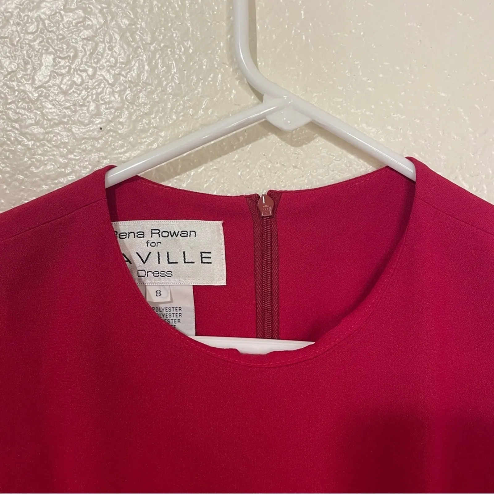 Vintage‎ Rena Rowan for Saville Red Long Sleeve Faux Wrap Maxi Dress Size 8 - Image 7