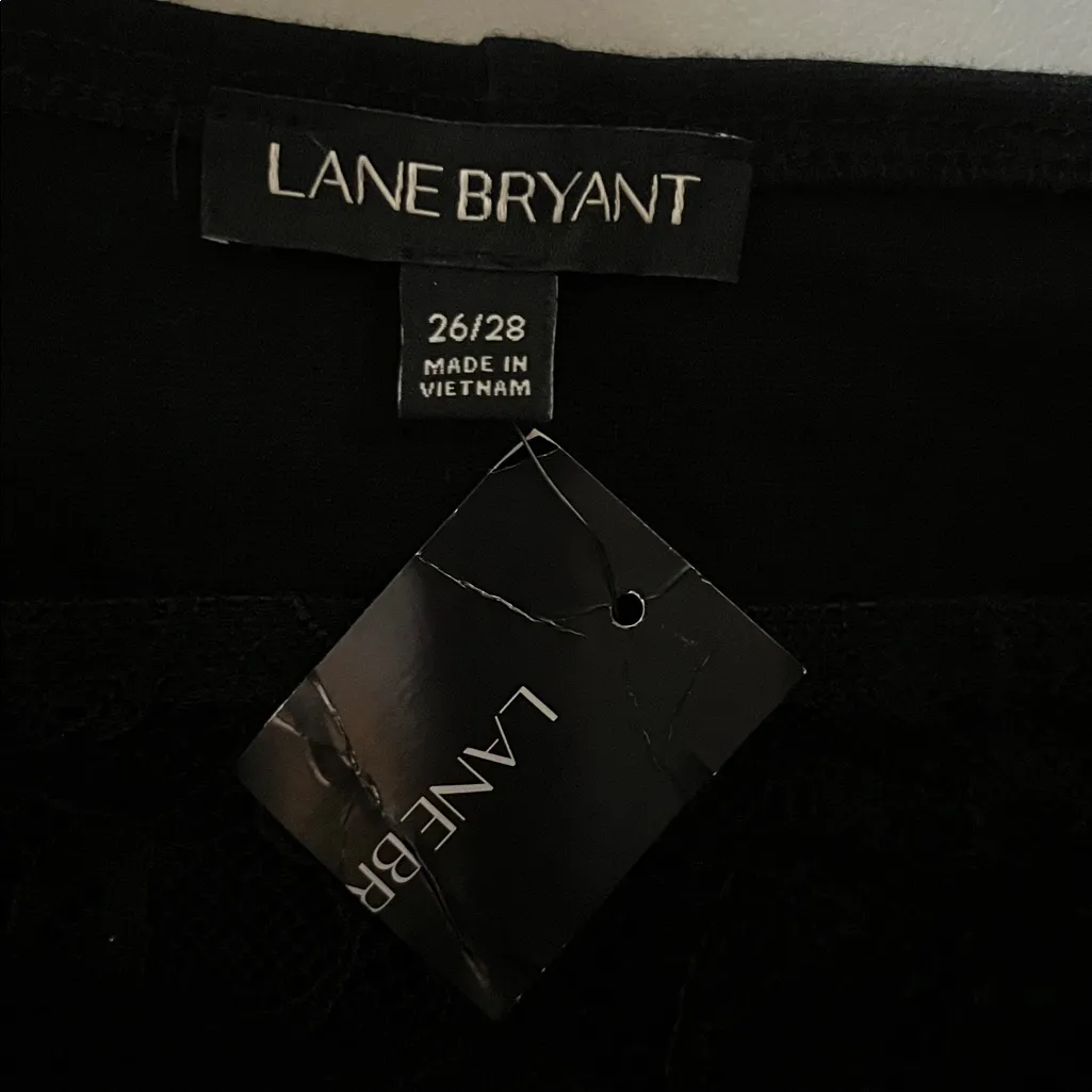 Lane Bryant NWT 26/28 Black - Lace Peplum Hem Off the Shoulder Ponte Knit Blouse - Image 4