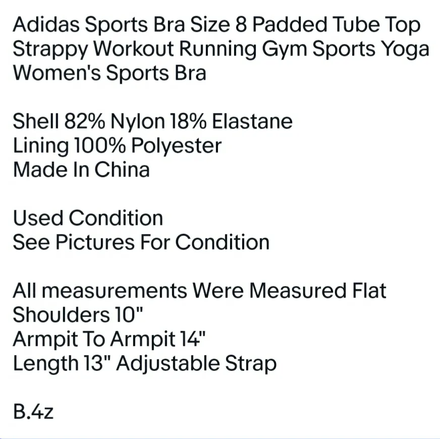 Adidas Sports Bra Size 8 Padded Tube Top Strappy Workout Running Gym Sports Yoga
Women's Sports Bra - Image 6