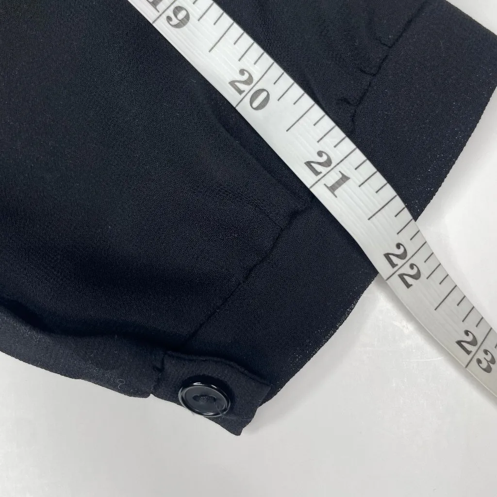 Black Sheer Long Sleeve Floral Crochet Pleated Shorts Romper Boho Sz Med - Image 9