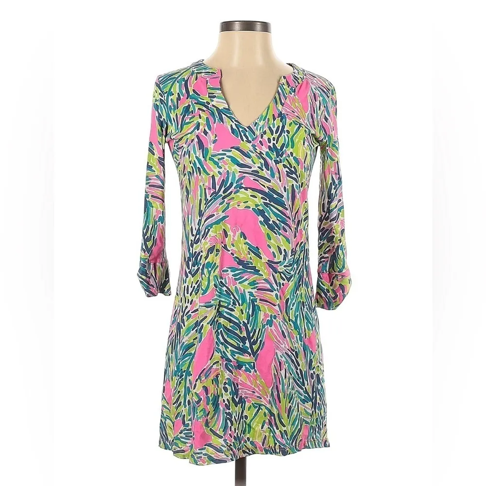 Lilly Pulitzer tropical Casual 100% Pima cotton‎ dress with 3/4 sleeve - Image 2