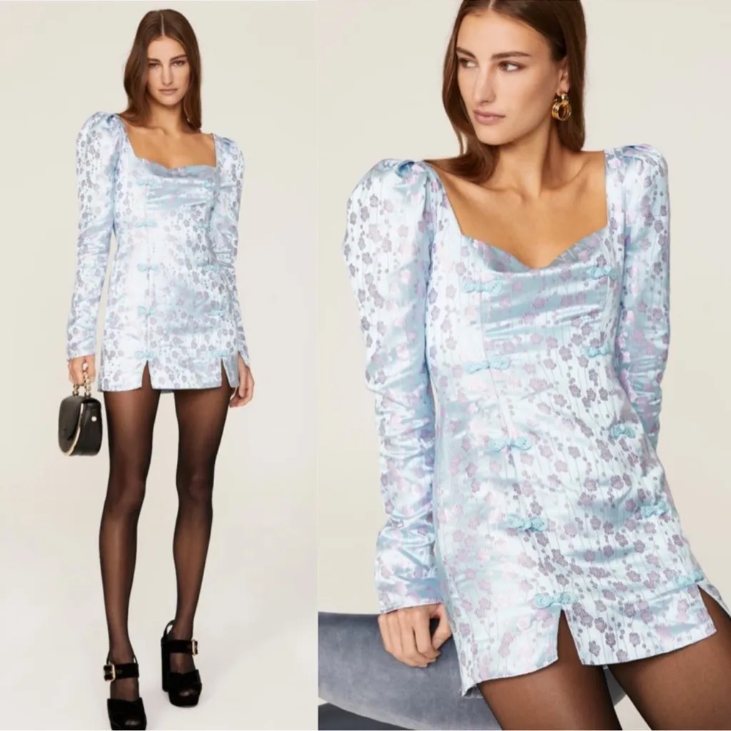 Sau Lee Jen Chinese Jacquard Dress‎ in Blue Size US 10 NWT - Image 11