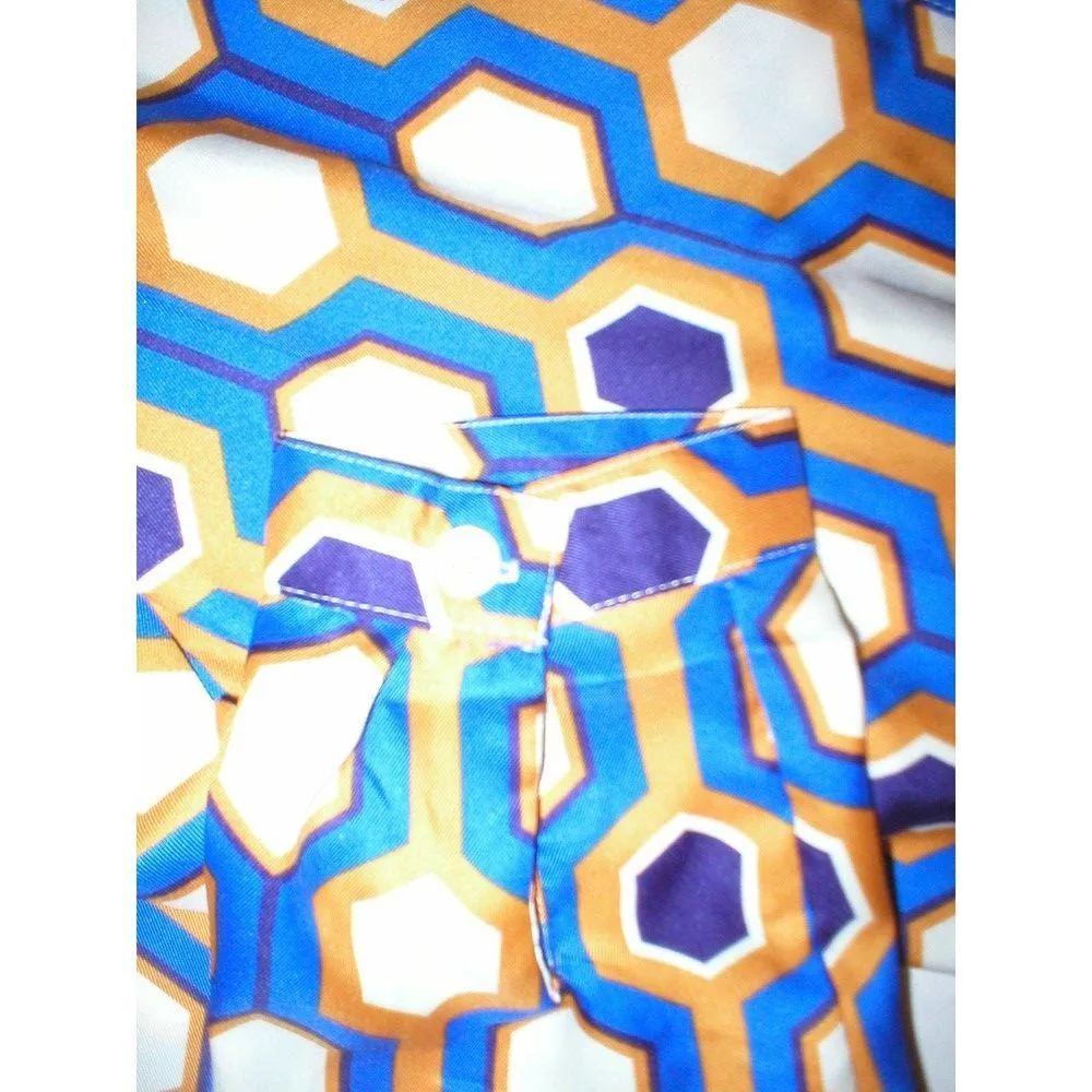 Womens New The Limited Blouse Work Play Blue Orange Cream Geometric Purple S Top - Image 10