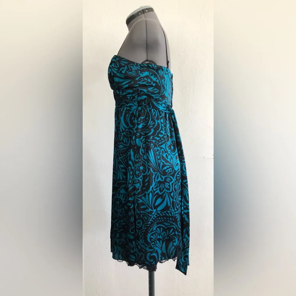 RUBY ROX Womens Dress Size Small Juniors Lined Taffeta Trim Lining Black & Teal - Image 4