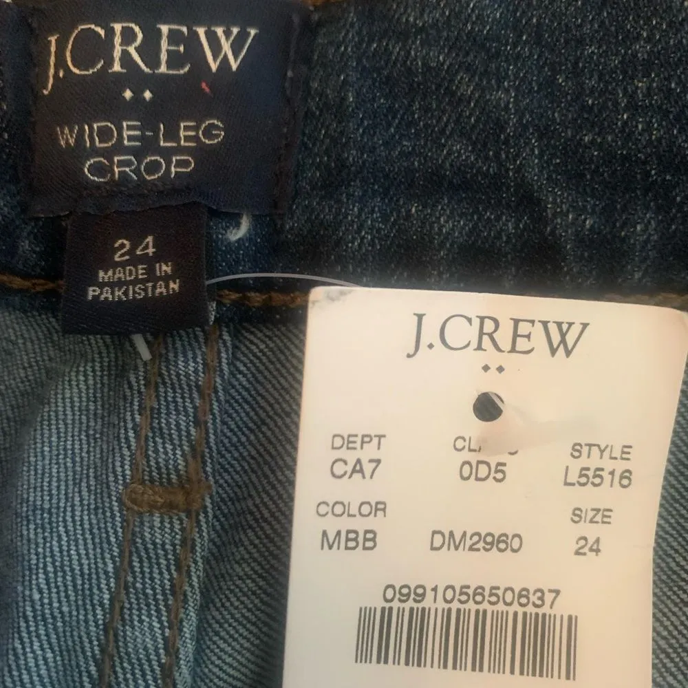 J. Crew NEW Wide Leg Denim Jeans High Rise Size 24 - Image 8