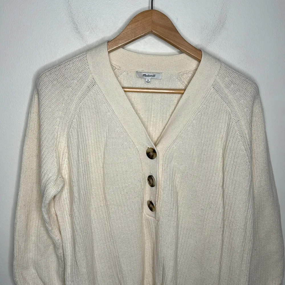 Madewell Lyle Ribbed Henley Sweater in Lighthouse Size M - Image 4
