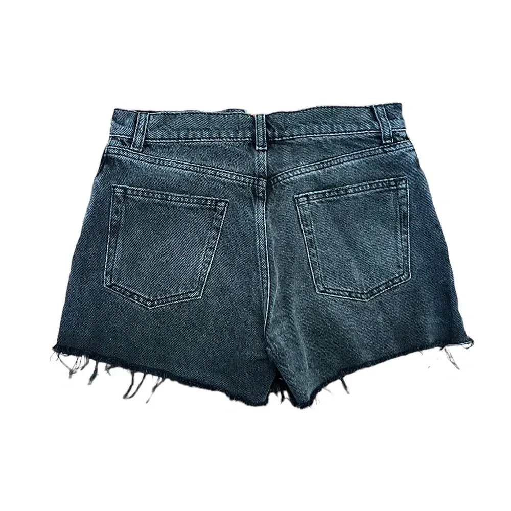 Reformation Black Raw Hem Denim Shorts 25 - Image 3