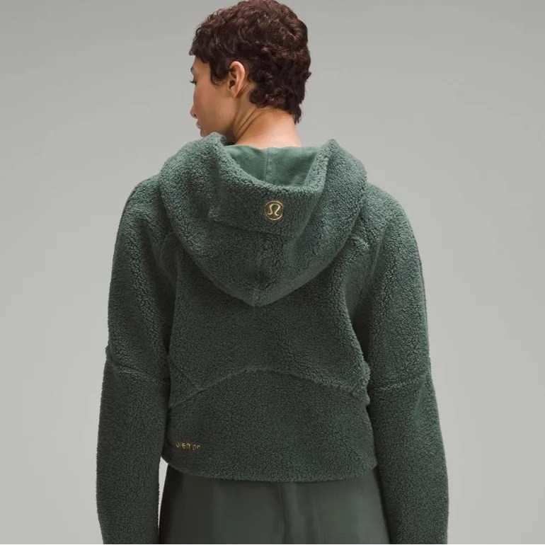 Lululemon Scuba Oversized Half-Zip Fleece Hoodie Dark Forest M/L Gold - Image 2