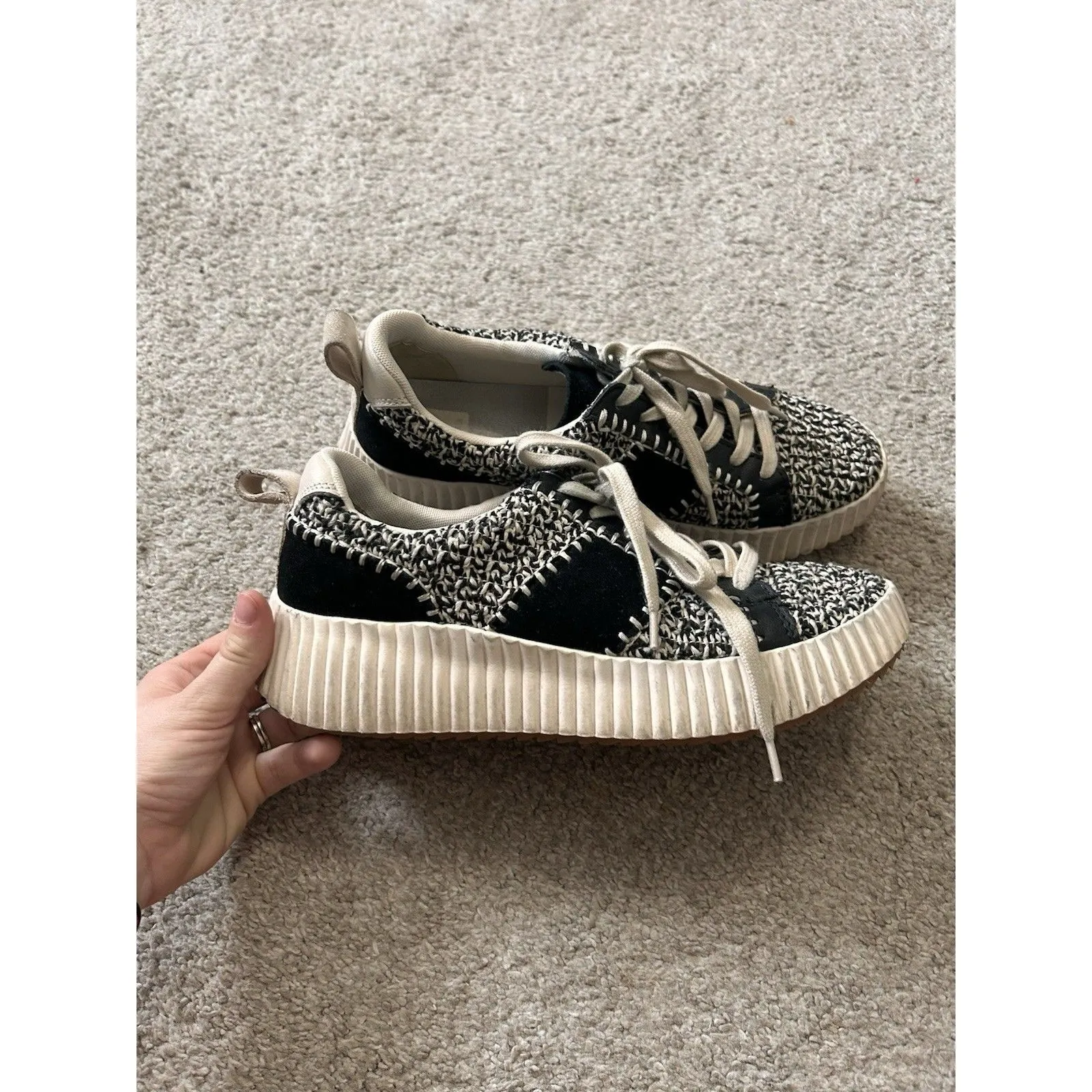 Dolce Vita Dolley Women's Sneaker, Black White Knit, Size 8.5, Retro Style - Image 5