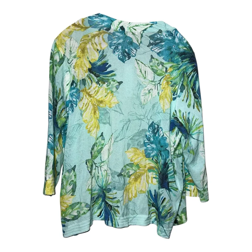 NWT CHICO’S Aqua Lemon Spray Cardigan - 3 - Image 2