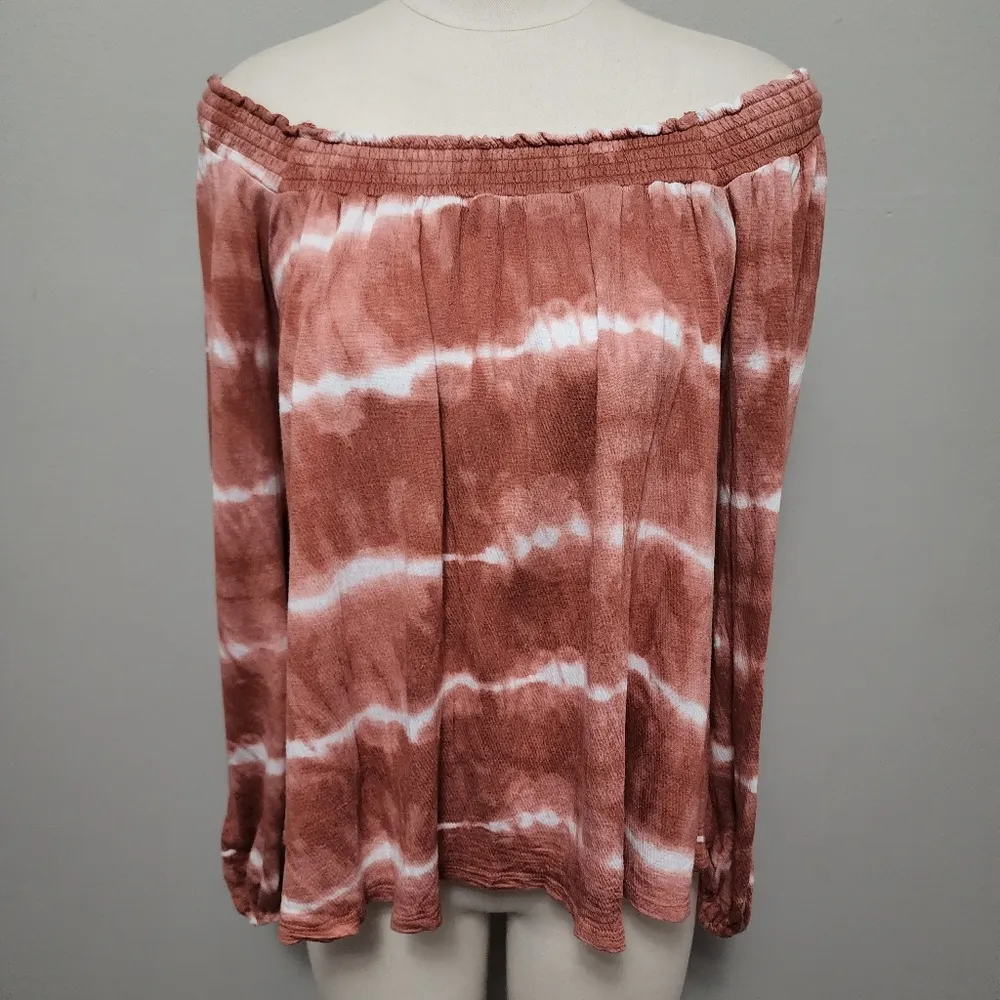 Daytrip rusty red tie dye balloon sleeve top size large - Image 2