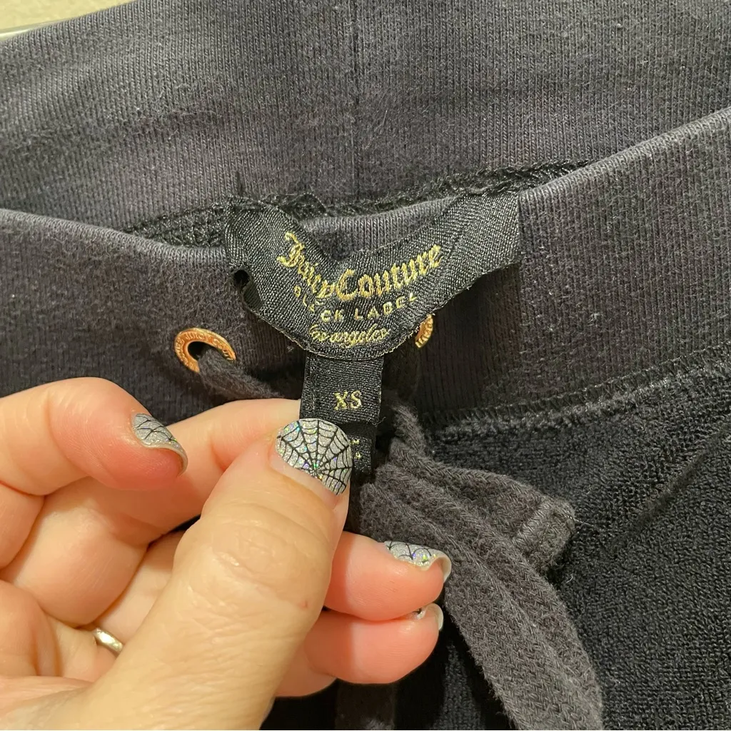 Juicy Couture Black Label Velour Lounge Slim Fit Jogger Pants Black Women XS - Image 6