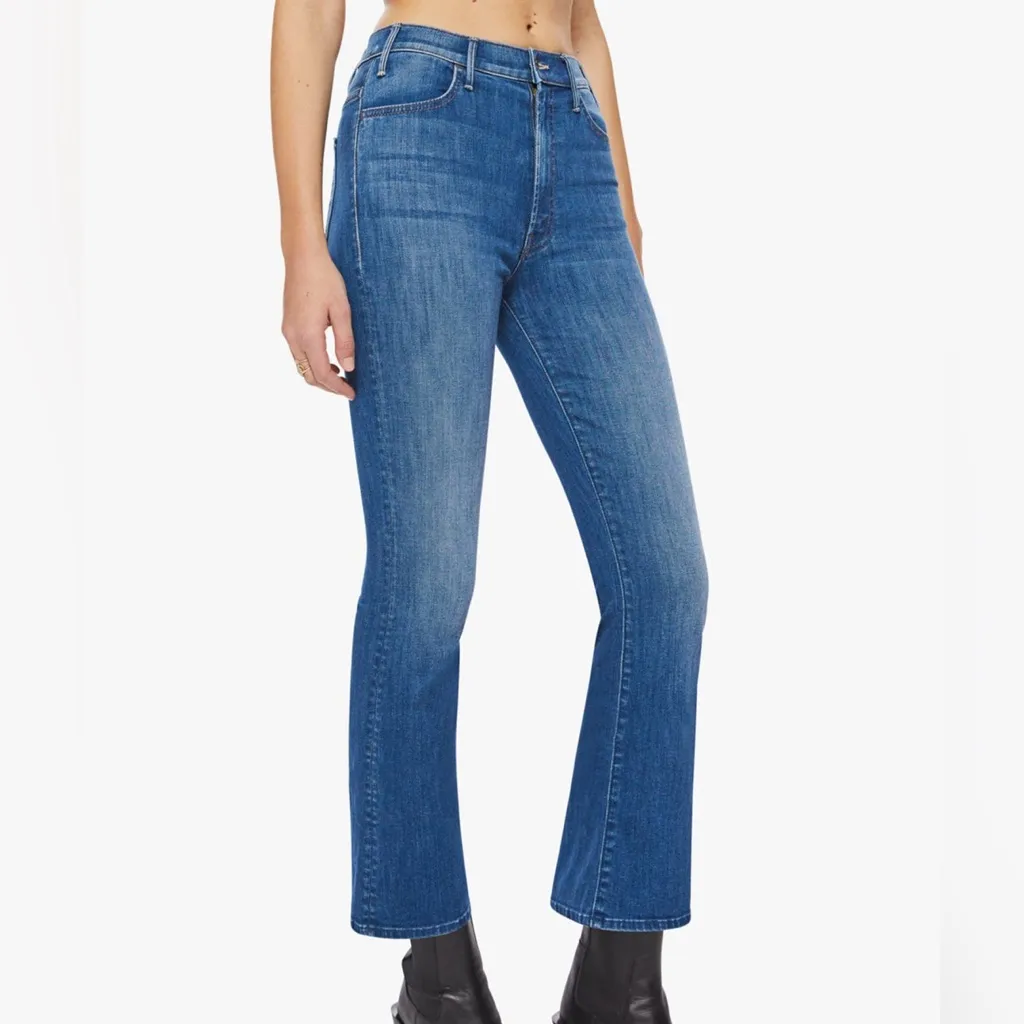 MOTHER The Hustler Ankle In One Trick Pony High Rise Flare Denim Jeans Blue Size 25 - Image 2