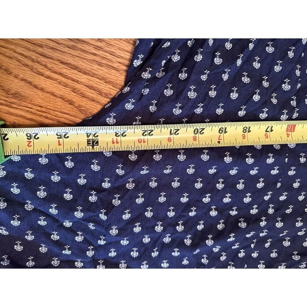 Kendall & Kylie Button Up Long Sleeve Indigo Ditsy  Crop Top Blue Size L NWT - Image 11