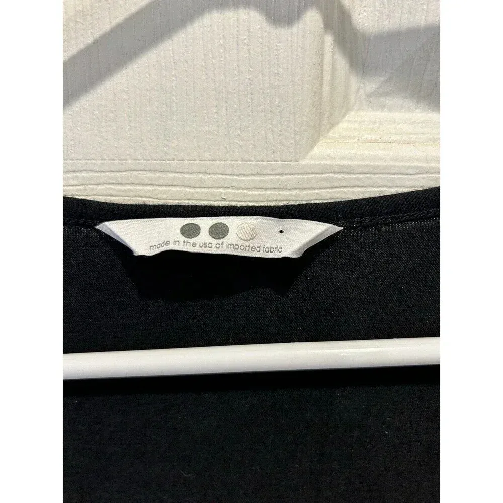 Vintage Three Dots Viscose Black‎ Drape Front Blouse Top Size Large Made In USA - Image 3