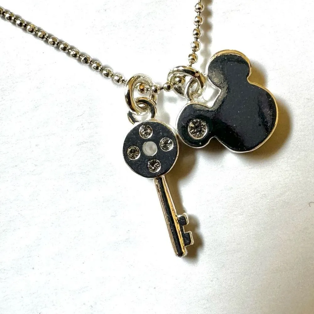 Disney silver tone Mickey and key pendant necklace - Image 5
