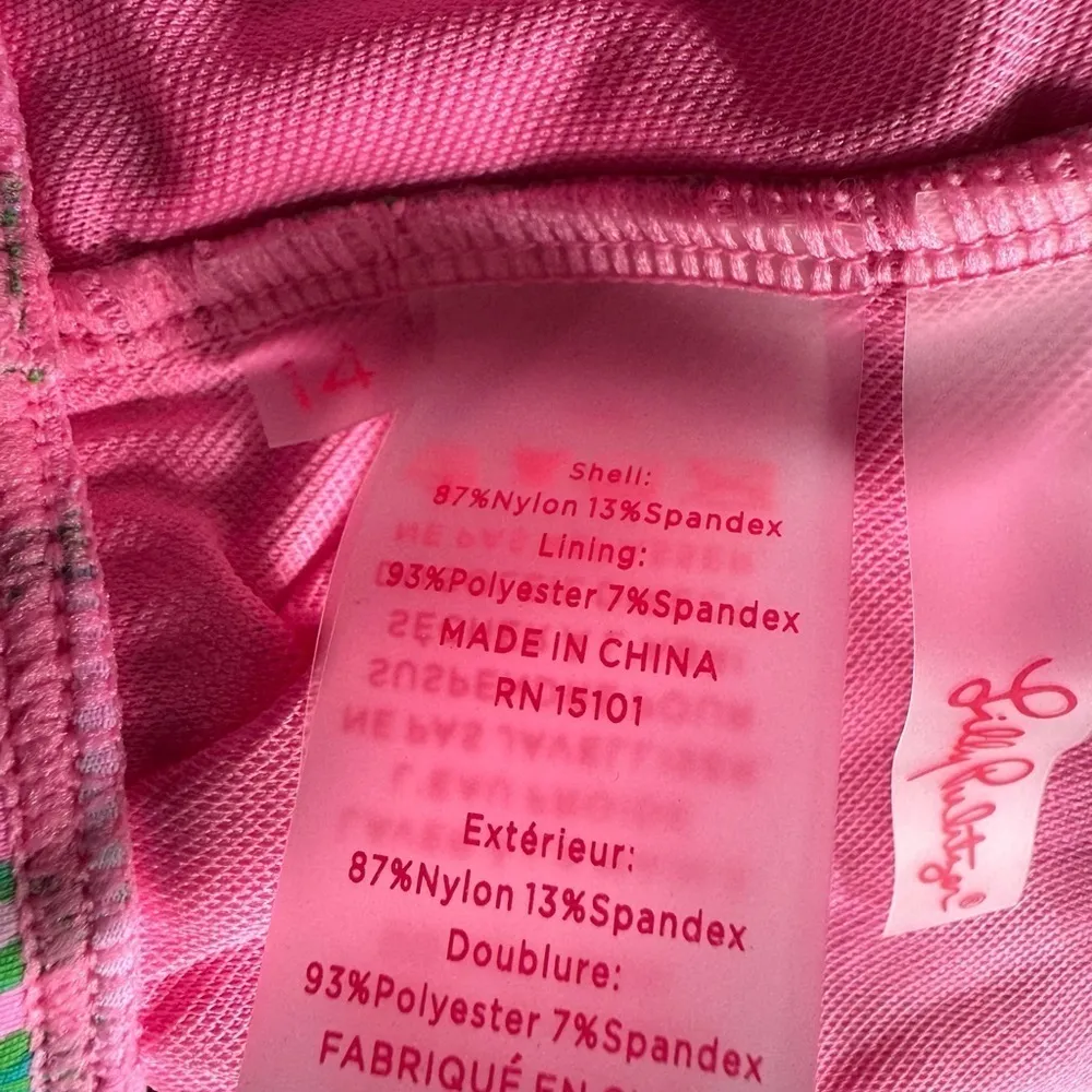 Lilly Pulitzer Ressina Pink Green Floral Square Neck Puff Sleeve Bikini Swim Top - Image 5