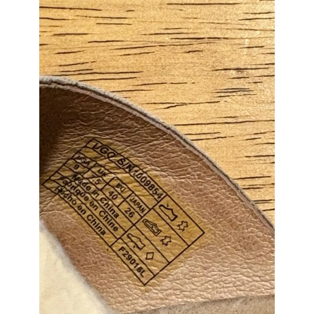 UGG Size 9 Lyra Beige Leather Cork Wedge Strappy Sandals - Image 5