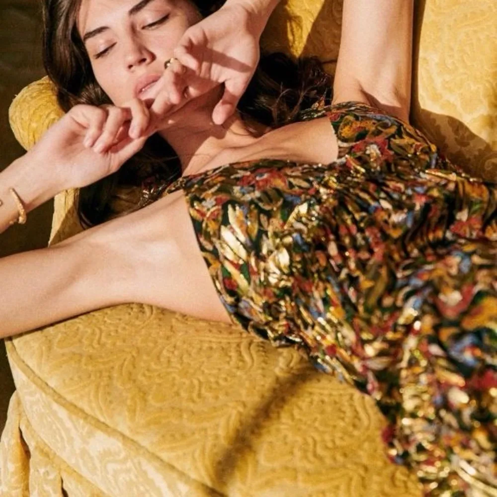 SÉZANE Graziella Silk Maxi Dress, Prints Champs Fleuri Lurex, FR40/US8 - Image 3