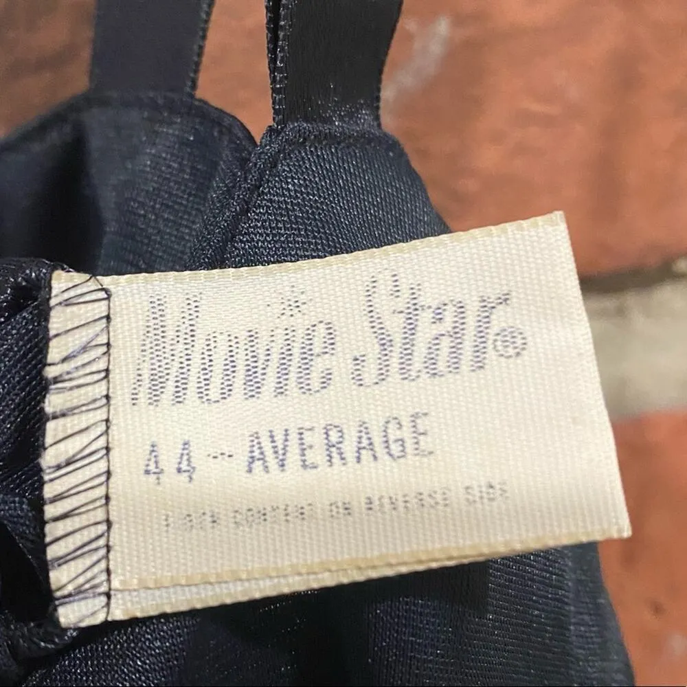 Women's Vintage Slip Vintage Movie Star Black Chemise Sz 44 Size L - Image 4