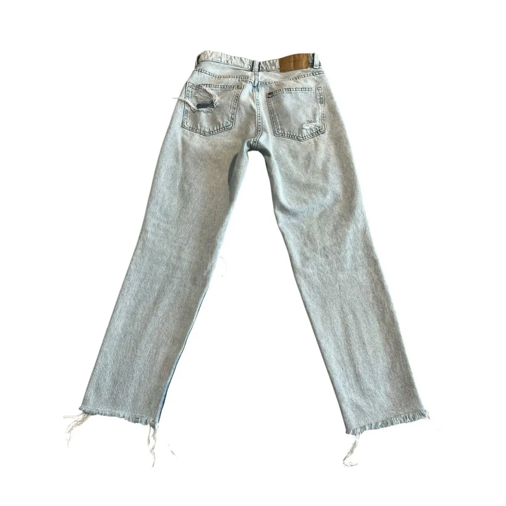 & Denim Jeans Womens Size 2 Light Wash Boyfriend Low Waist Slim Straight Frey Blue - Image 9