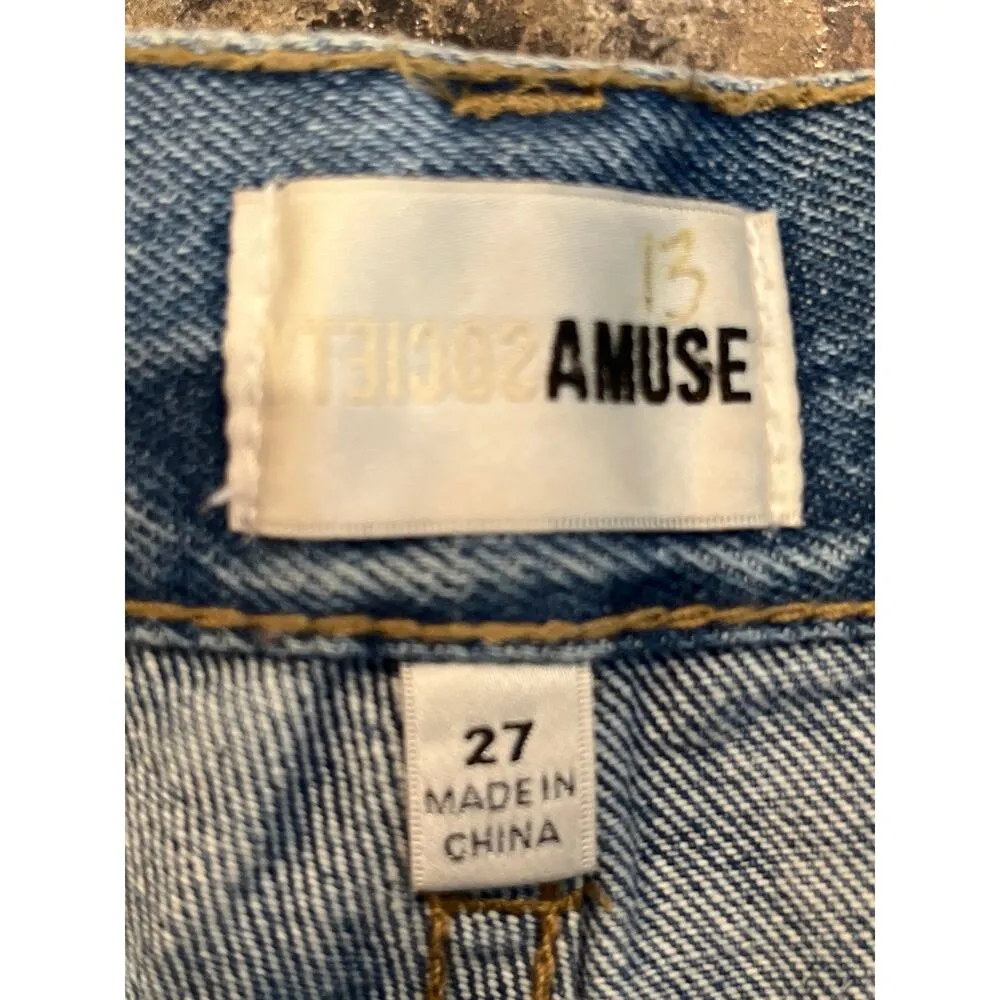 Amuse Society Cut Off Distressed Button Fly Jean Shorts Size 27 - Image 4