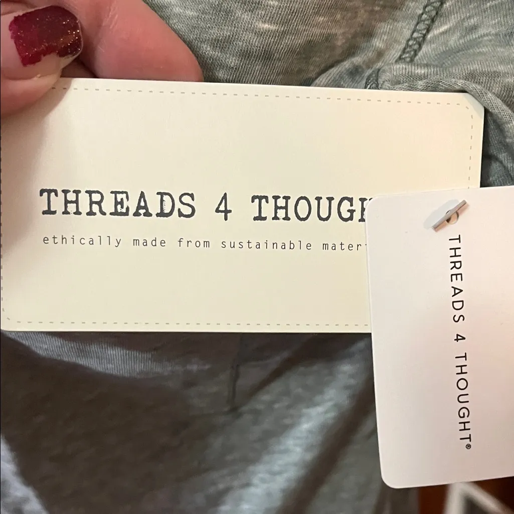 Threads 4 Thought  Gray Women's Pocket Tee Top - Image 3