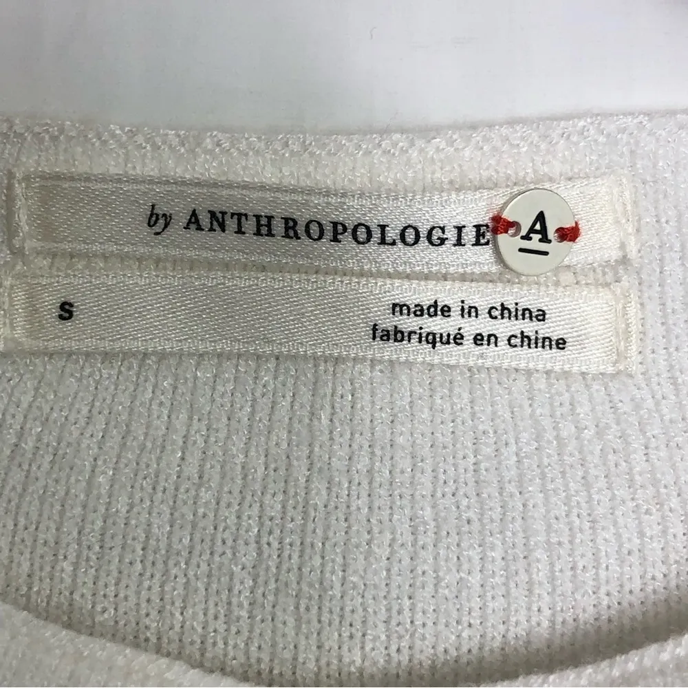 𝅺Anthropologie ivory knit double ruffle sleeve winter white dress - Image 4