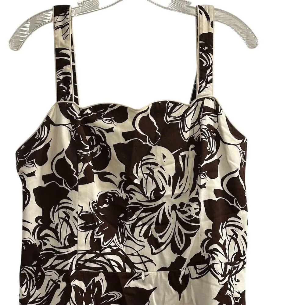 Madison Leigh Women's Size 14 Brown Floral Midi Sundress Summer Casual - Image 2