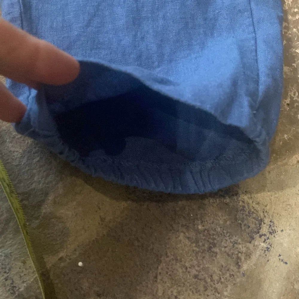 Cotton linen blend patch pocket relaxed easy beach pants navy blue - Image 8