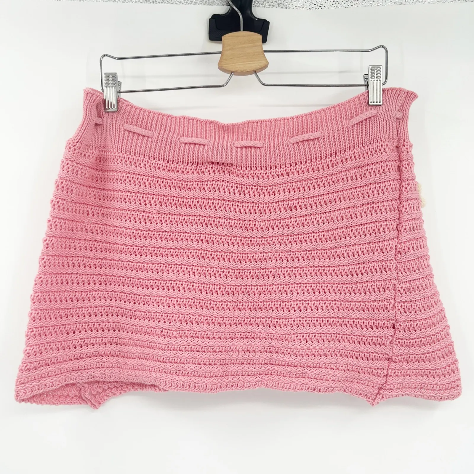 Shein‎ Womens Crochet Knit Summer Floral Patchwork Girly Mini Skirt Pink Size S - Image 7