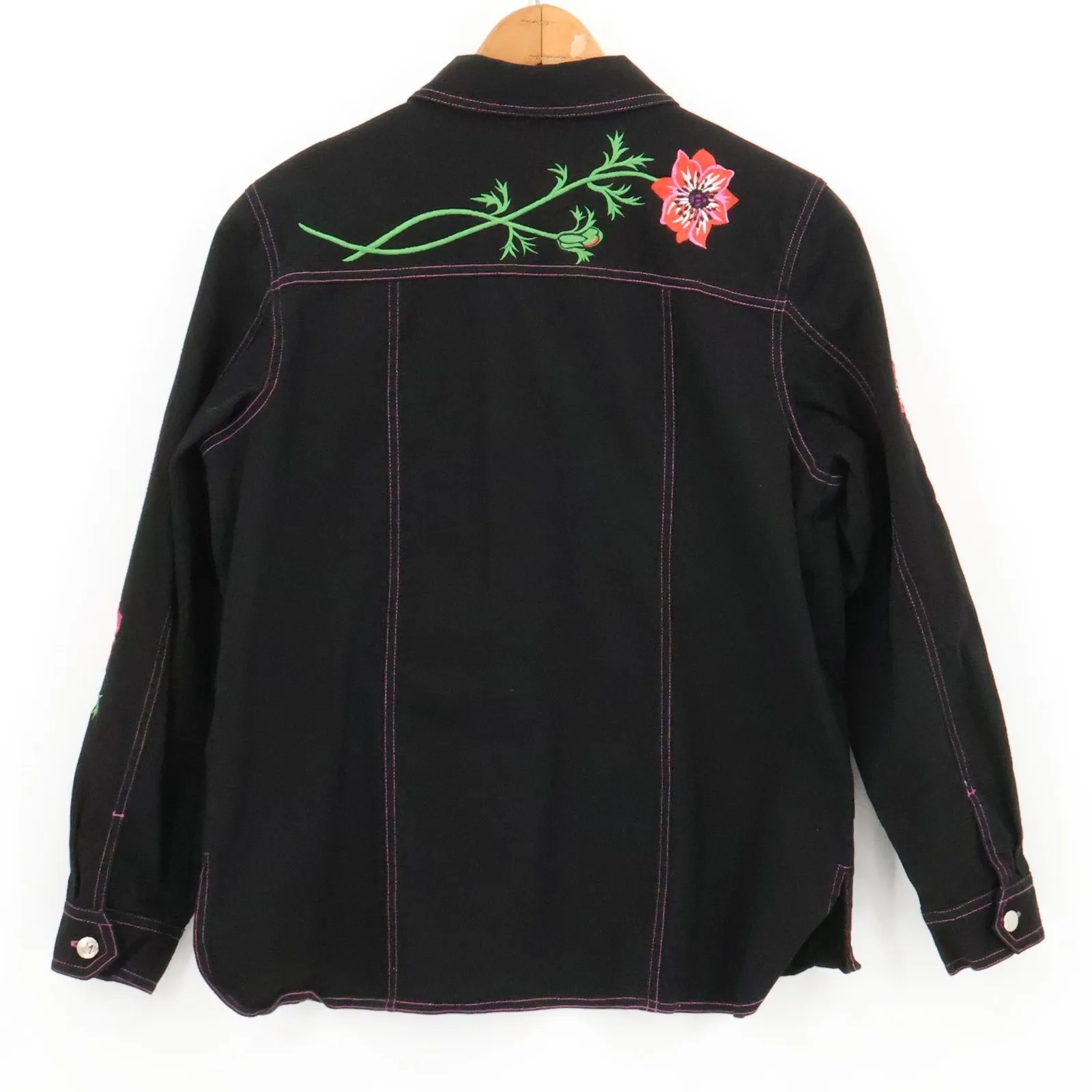 Vintage Bob Mackie Wearable Art Embroidered Shacket Western Floral‎ 80s Size M - Image 2