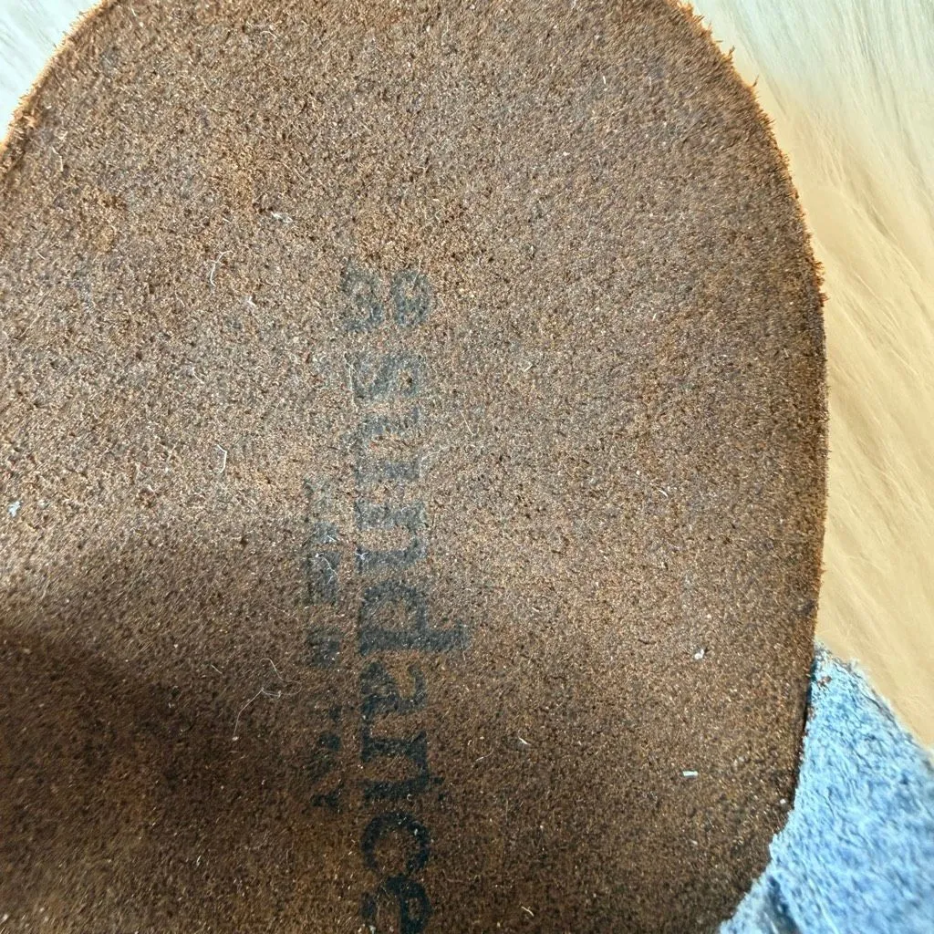 Sundance Leather Strap Sandals Cork Footbed Black Made in Italy Size 39 - Image 5