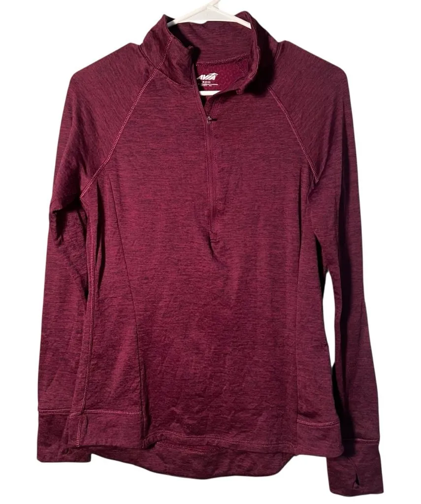Avia Quarter Zip Sweatshirt Burgundy Purple Fleece Lined M 8-10 - Image 1