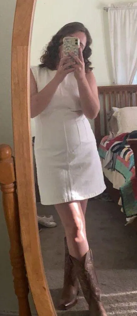 White Denim Dress - Image 2