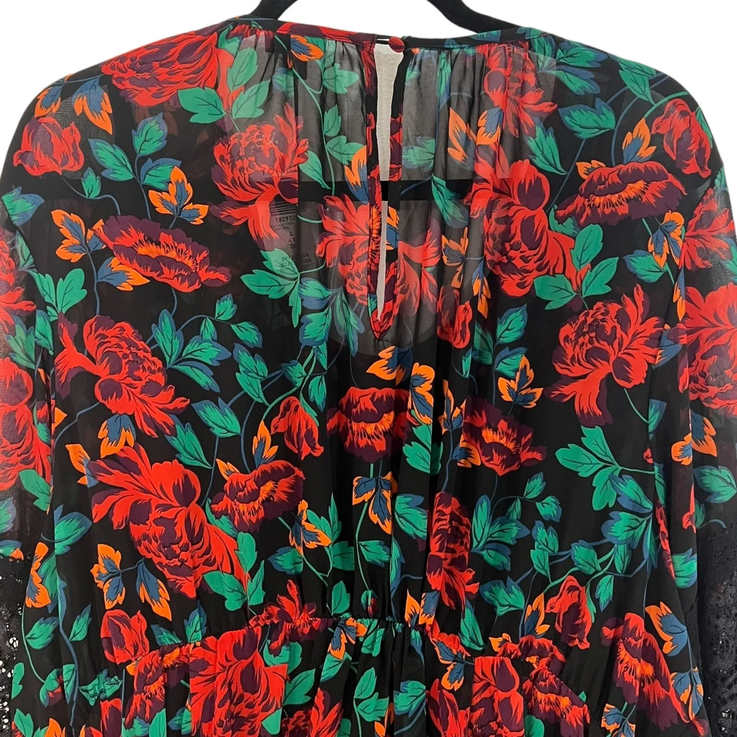 NWT Torrid Cottagecore Whimsigoth Chiffon Maxi Peasant Dress Floral Black  4X - Image 9