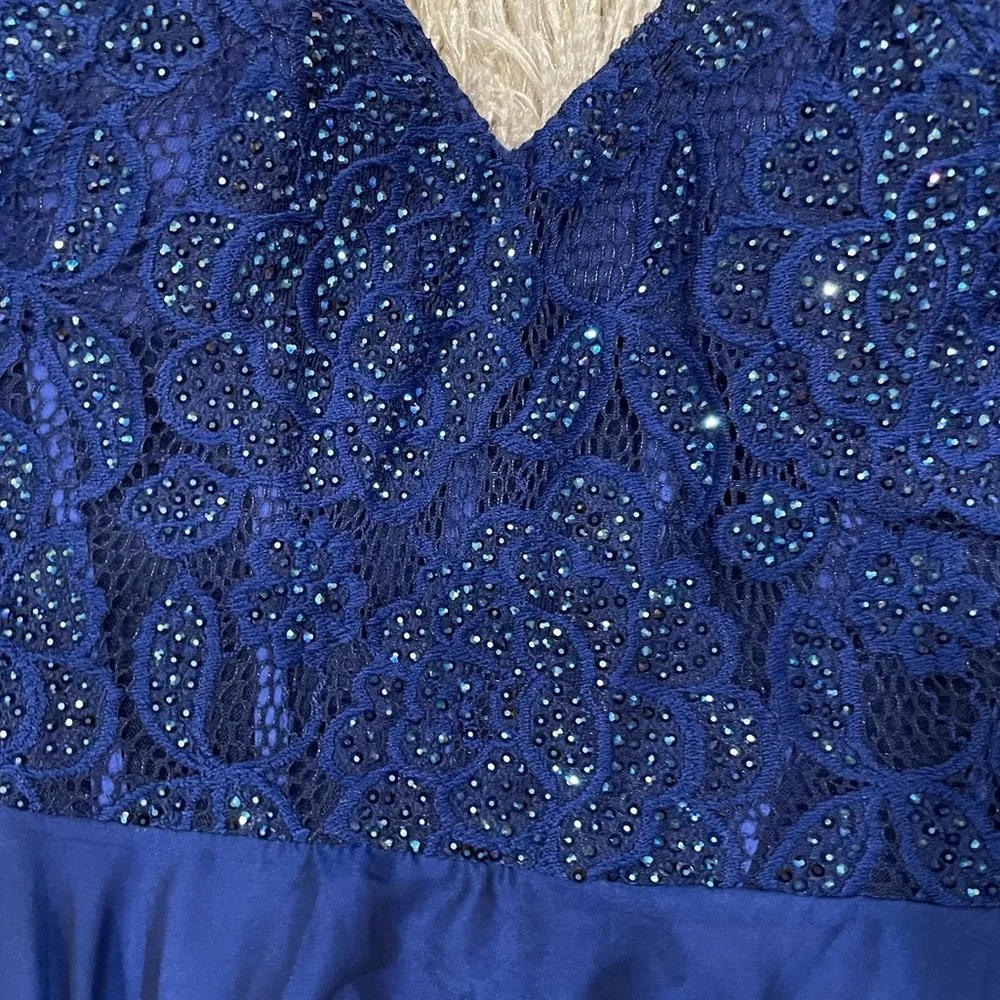 La Femme 28664 Blue Embroidered Bodice Gown 2 - Image 5