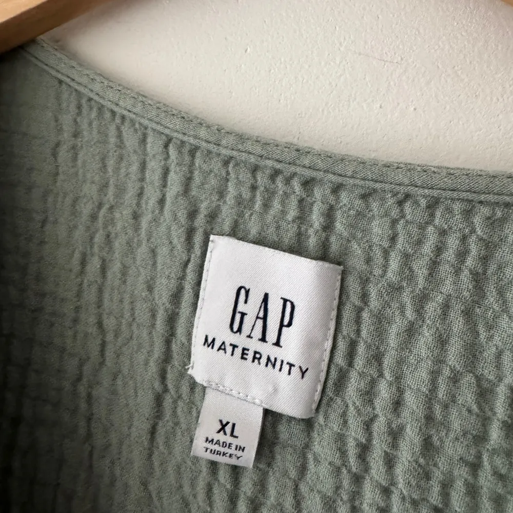 GAP Sage Green Maternity Crinkle Gauze Wrap Dress - Image 4