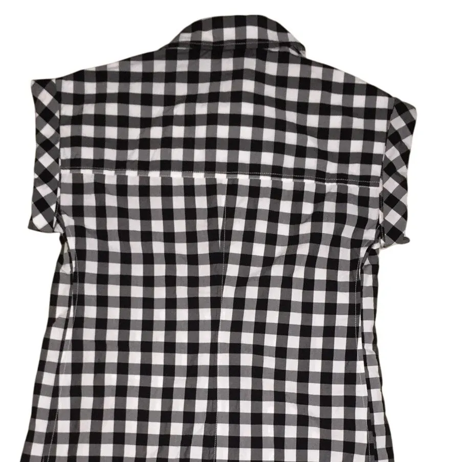 J. Crew Classic Casual Checkered Short Sleeve Shirt Mini Dress XS Black White - Image 5
