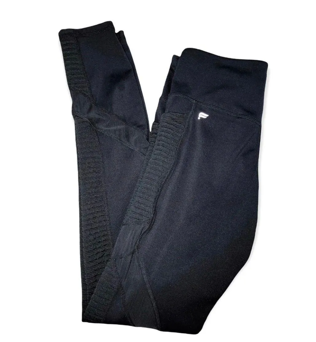 Black Activewear High Waisted Leggings with Mesh Panels - Image 3