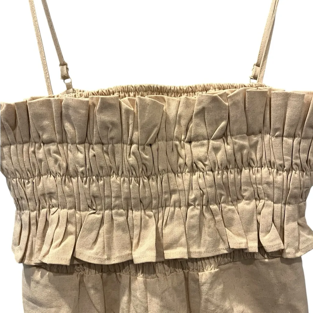 Strut & Bolt  Romper Shorts Jumpsuit Beige Women’s Size Large Vacation Resort - Image 3