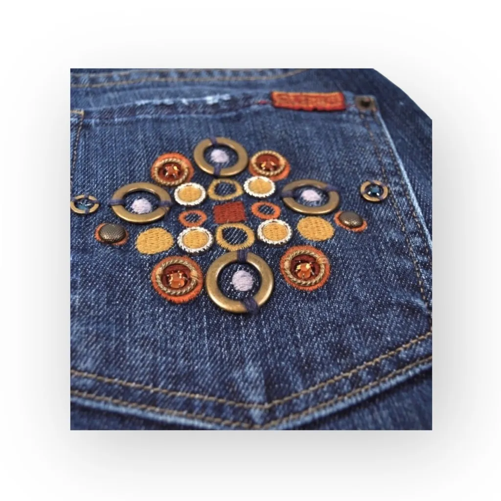 new 7 For All Mankind® ☯︎︎ Medallion Embroidered Bootcut Jeans ☯︎︎ Dark Denim 25 - Image 7